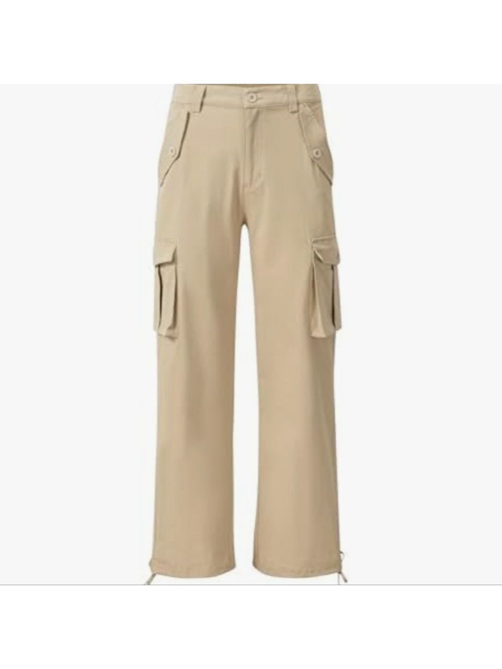 MoFiz Womens khaki Cargo 6 Pockets Baggy Streetwear Wide Leg HighWaisted NWT SzL - Picture 4 of 11